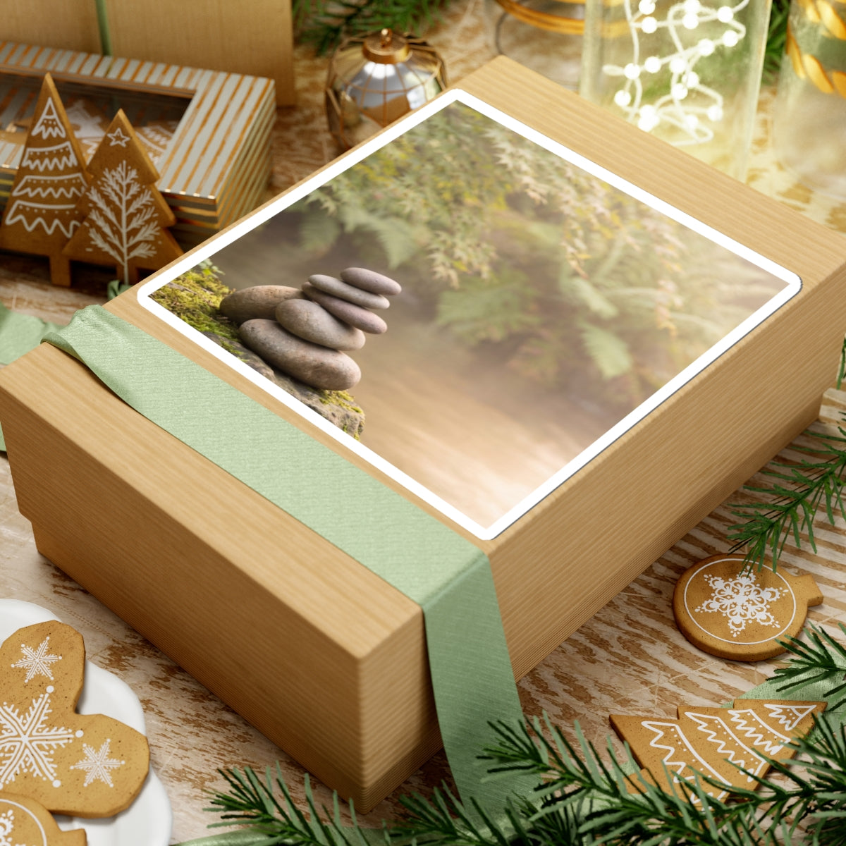 River Stones Summer Sticker | Japandi Neutral Design Art Print