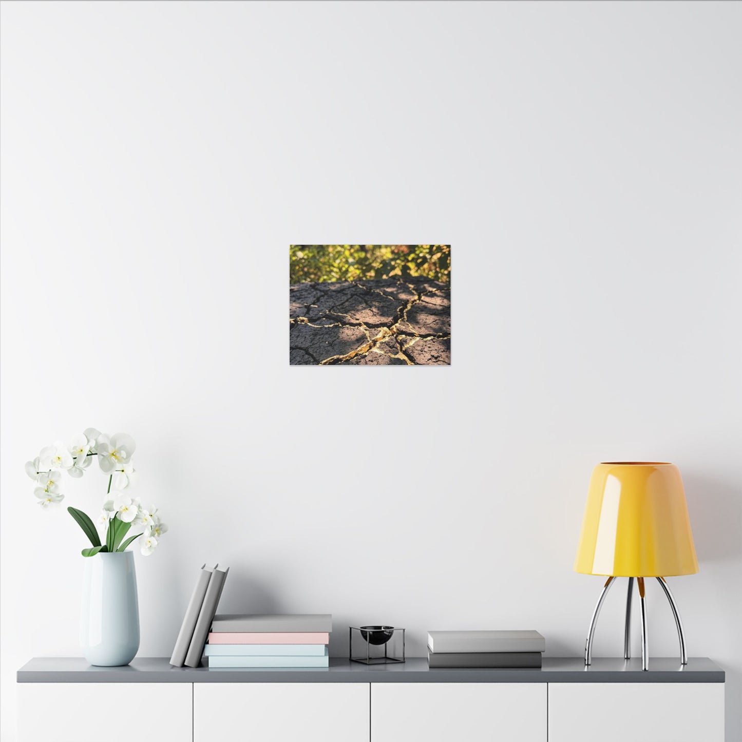 Shibui Cracked Earth Canvas Art - Kintsugi Gold Repair
