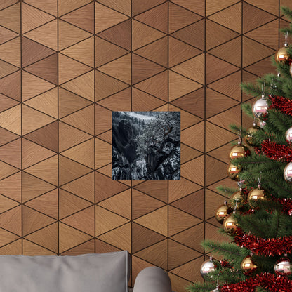 Pine Tree Wall Art Print | Winter Dark Japandi Dark Texture Art