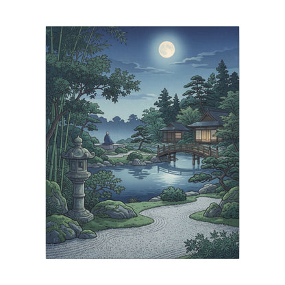 Summer Moonlit Garden Ukiyo E Inspired Canvas Art | Serene Decor