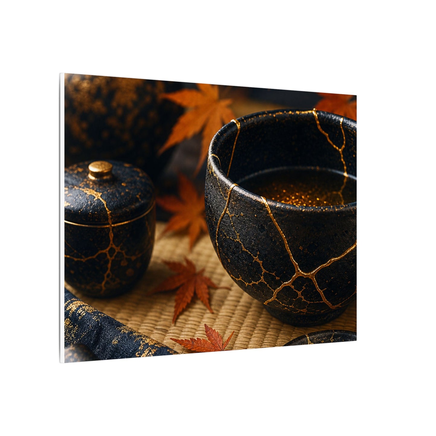 Seijaku Tea Ceremony Canvas Art - Kintsugi Gold Repair