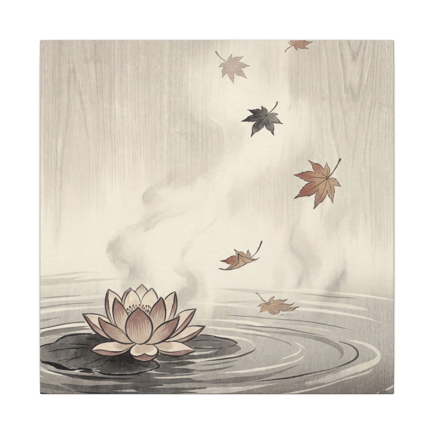 Lotus Flower Canvas Art | Autumn Zen Ukiyo E Inspired Art