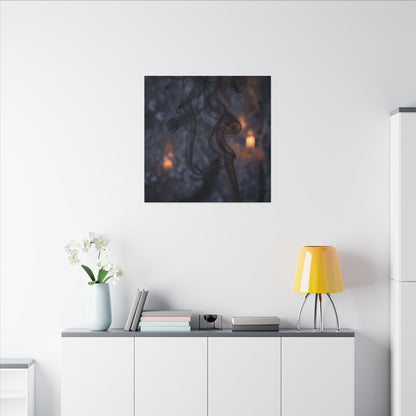 Incense Smoke Winter Canvas Art | Dark Japandi Sophisticated Design