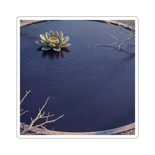 Lotus Flower Sticker | Winter Zen Karesansui Art Art Print