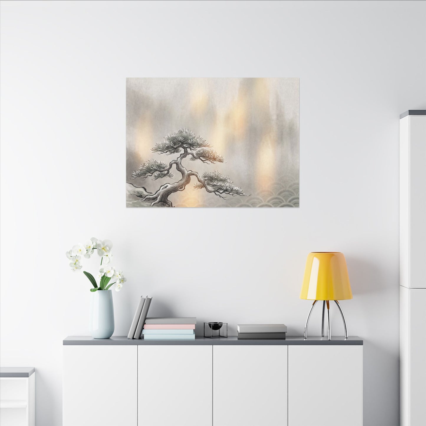 Pine Tree Canvas Art | Winter Japandi Japanese Pattern Art
