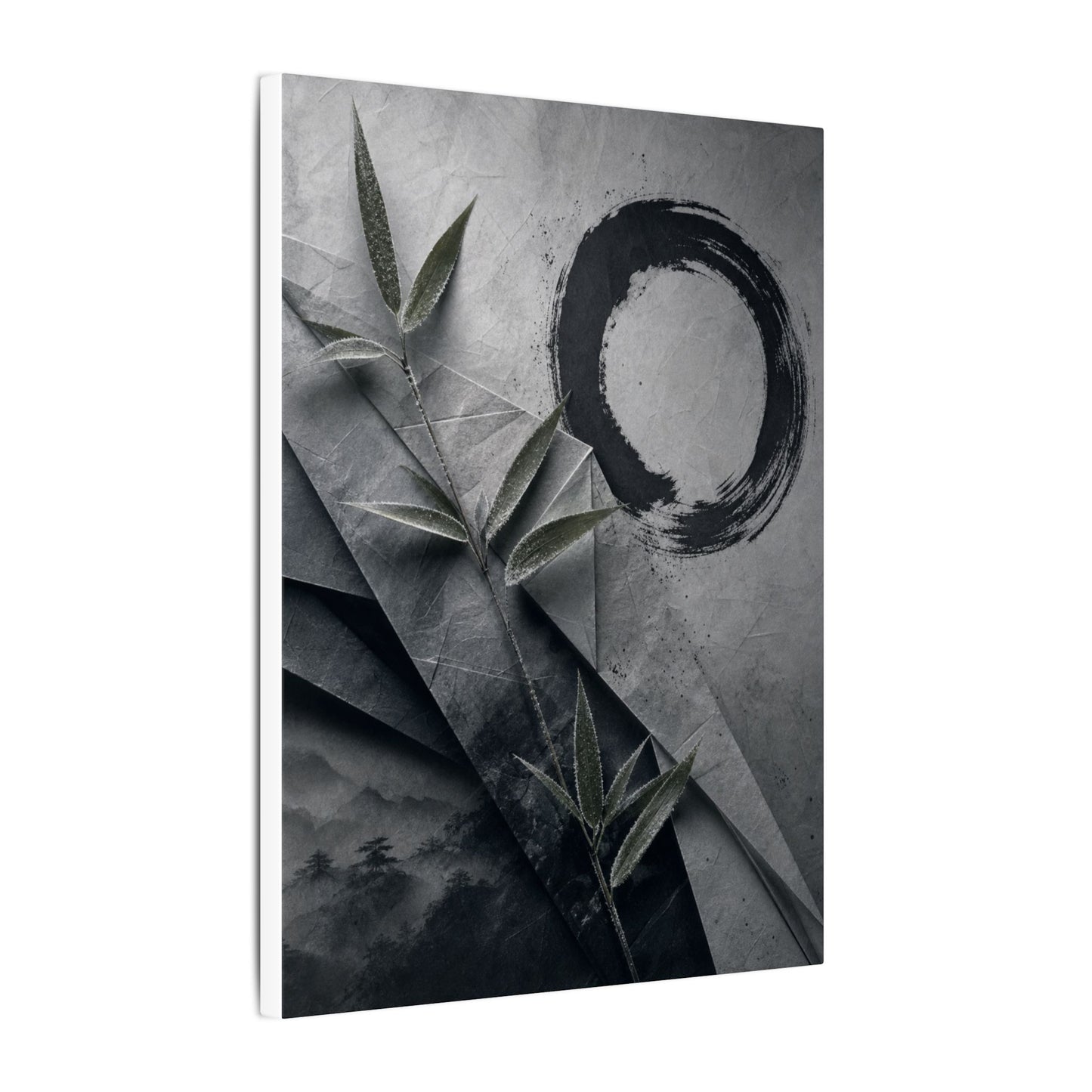 Winter Paper Fold Enso Canvas Art | Serene Decor