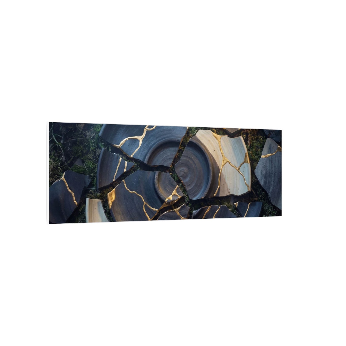 Resilient Broken Pottery Canvas Art - Gold Vein Kintsugi