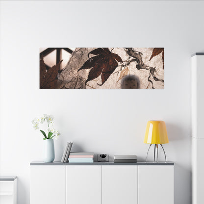 Shoji Screen Autumn Canvas Art | Dark Japandi Atmospheric Design