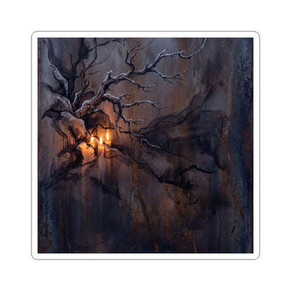 Dark Japandi Rust Patina in Candlelight | Charcoal Ink Sticker Art Print