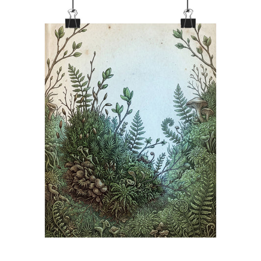 Moonlight Moss Close Up Wall Art Print - Cottagecore Ma