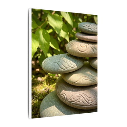 River Stones Summer Canvas Art | Japandi Earthy Design