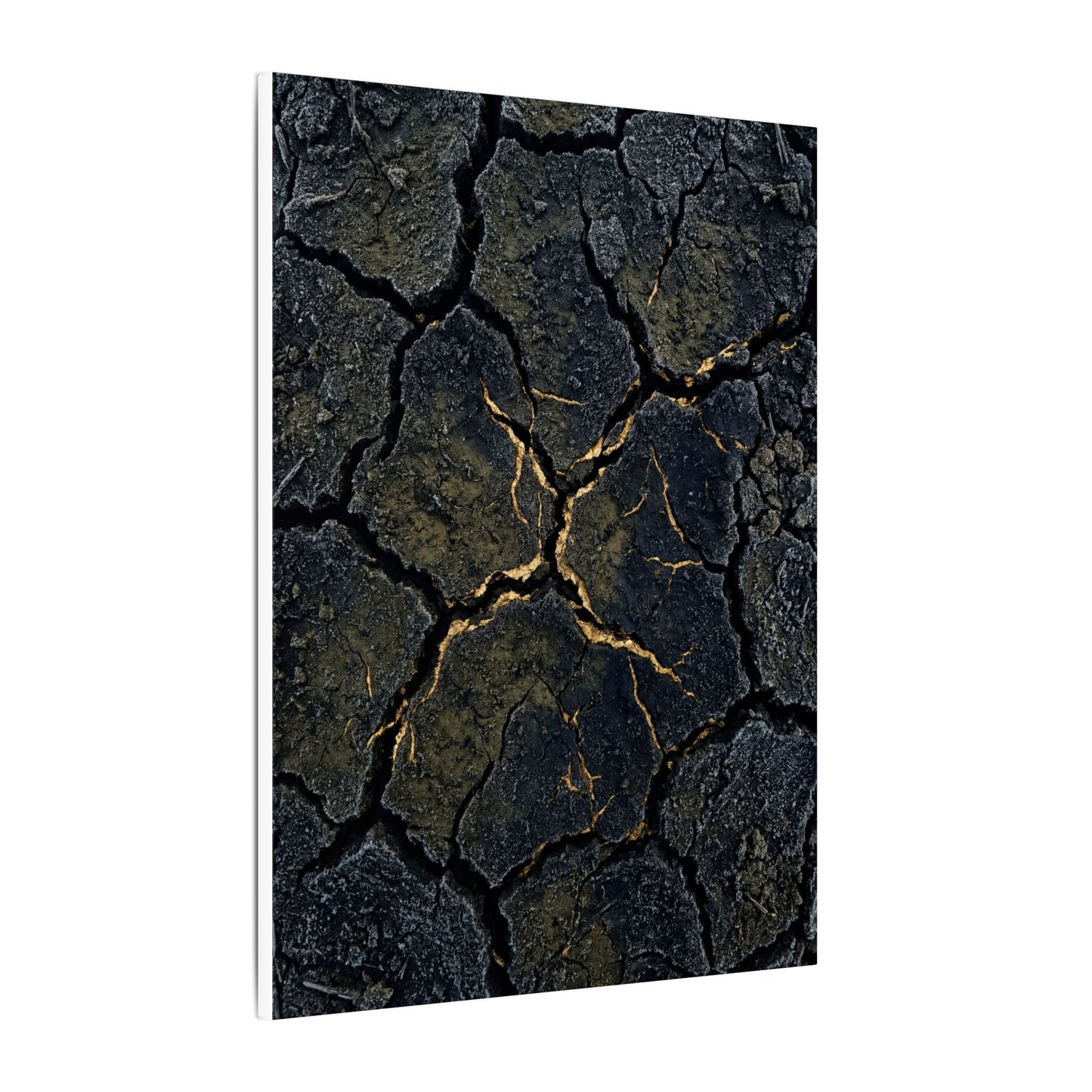 Overcast Cracked Earth Canvas Art - Dark Japandi Ma