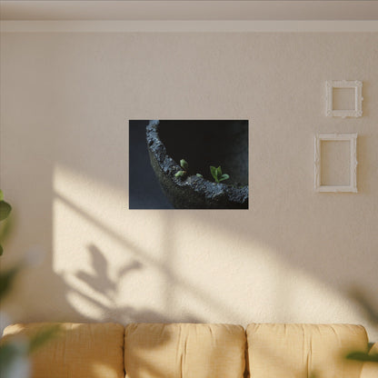 Dark Japandi Ceramic Bowl in Moonlight | Moody Minimal Canvas Art