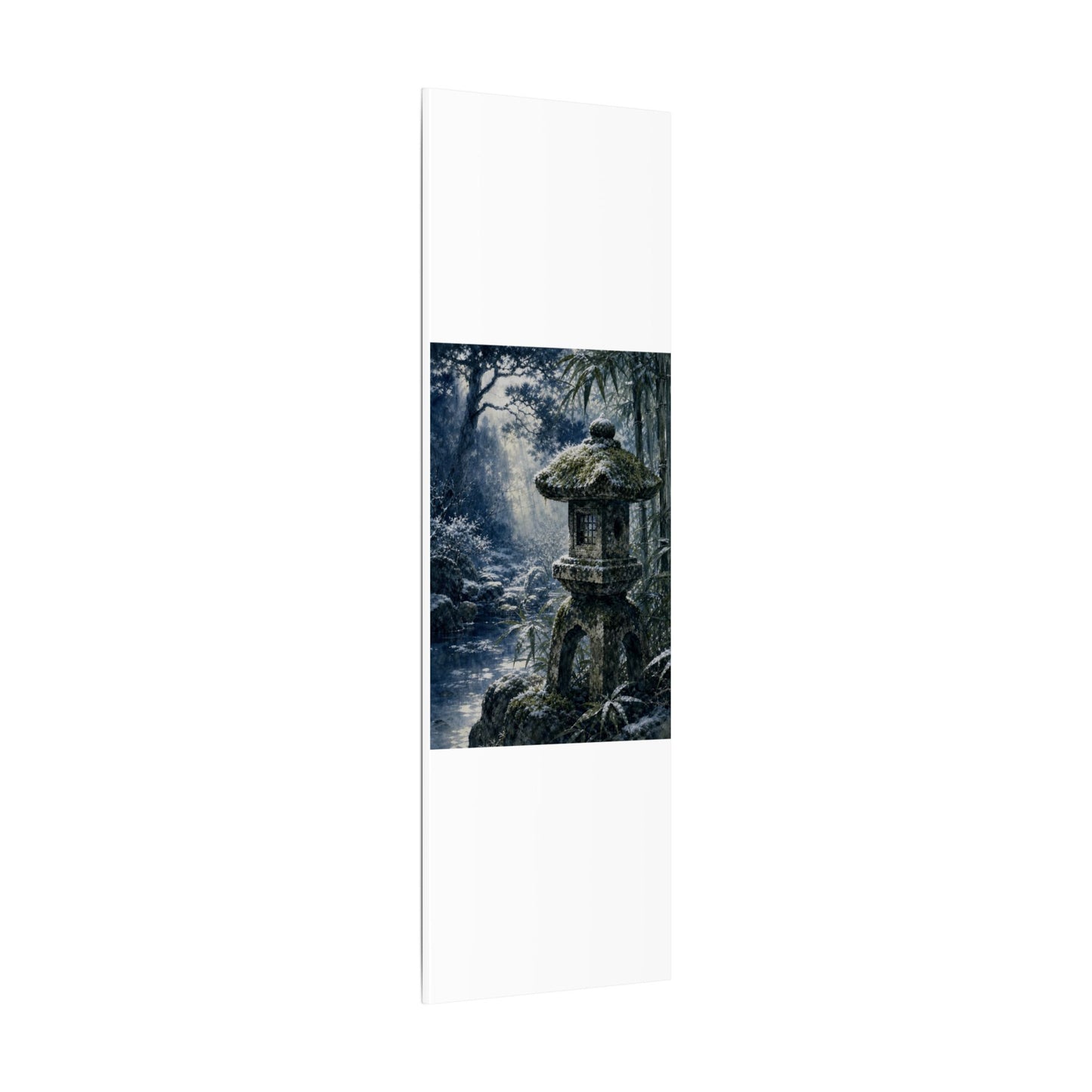 Zen Stone Lantern in Dappled | Sumi E Canvas Art