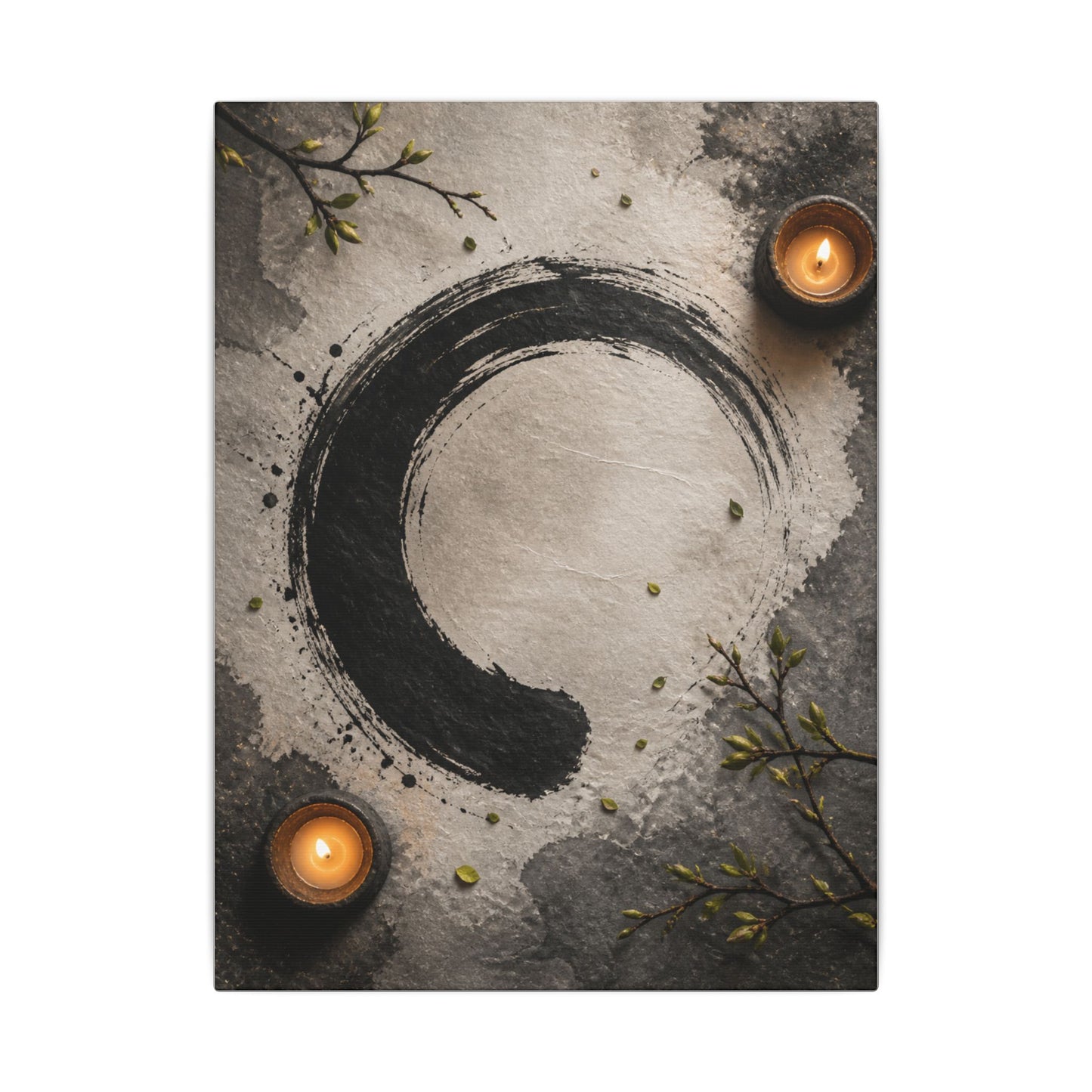 Candlelight Ink Brushstroke Canvas Art - Zen Ma