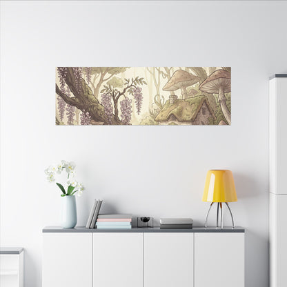 Summer Wisteria Mushroom Illustration Canvas Art | Enchanting Decor