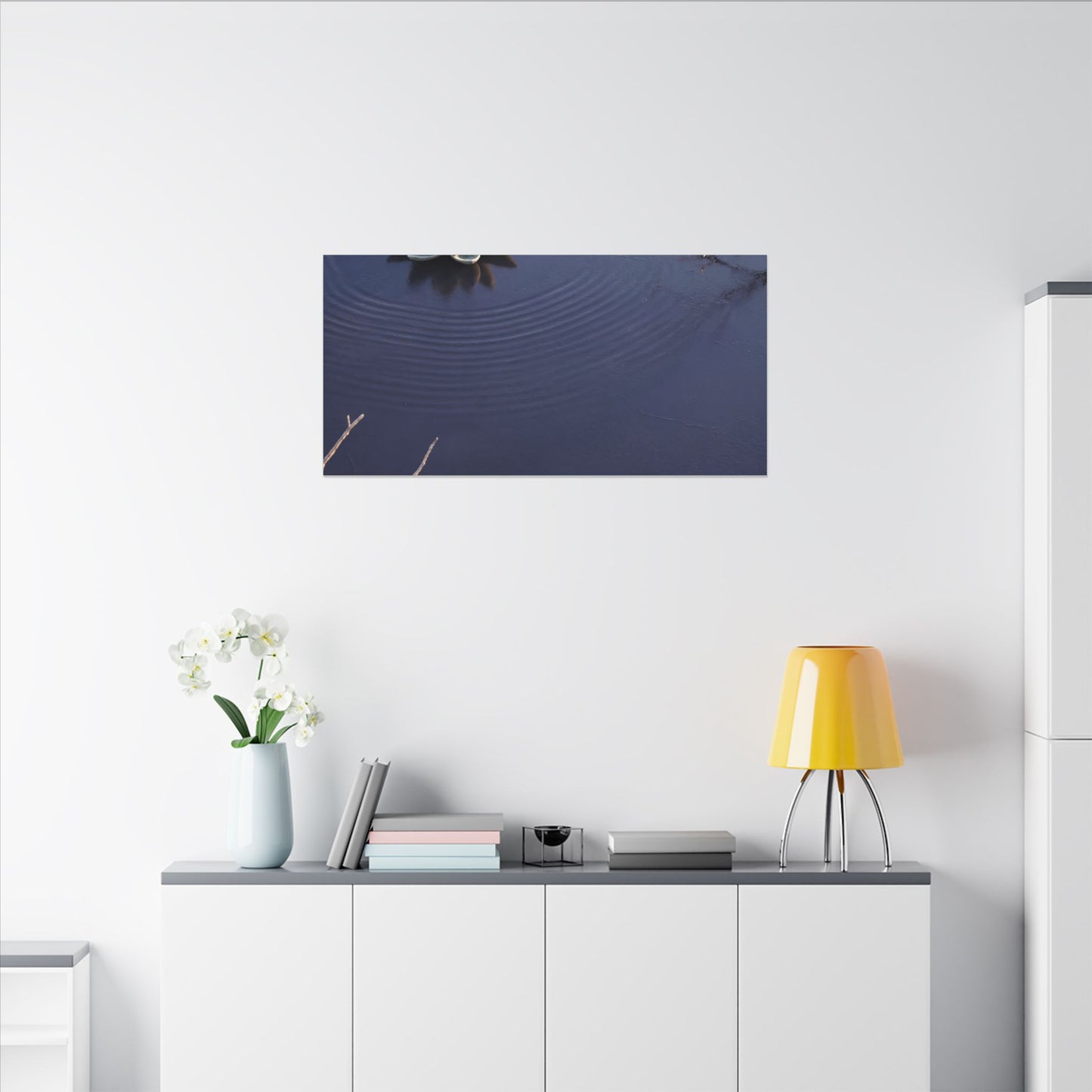 Lotus Flower Canvas Art | Winter Zen Karesansui Art