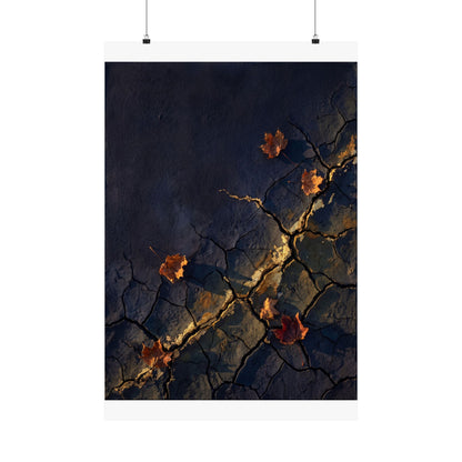Golden Hour Cracked Earth Wall Art Print - Dark Japandi Seijaku Art Print