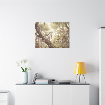 Summer Wisteria Mushroom Illustration Canvas Art | Enchanting Decor