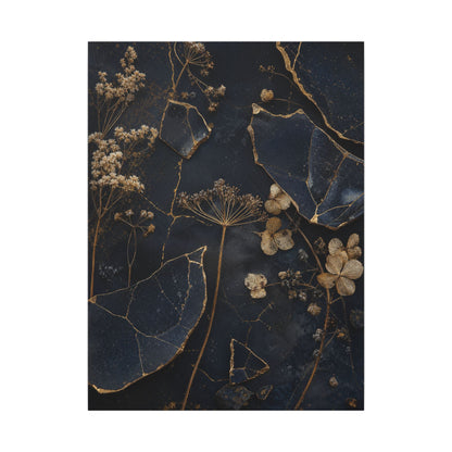 Philosophical Dried Flowers Canvas Art - Broken Beauty Kintsugi
