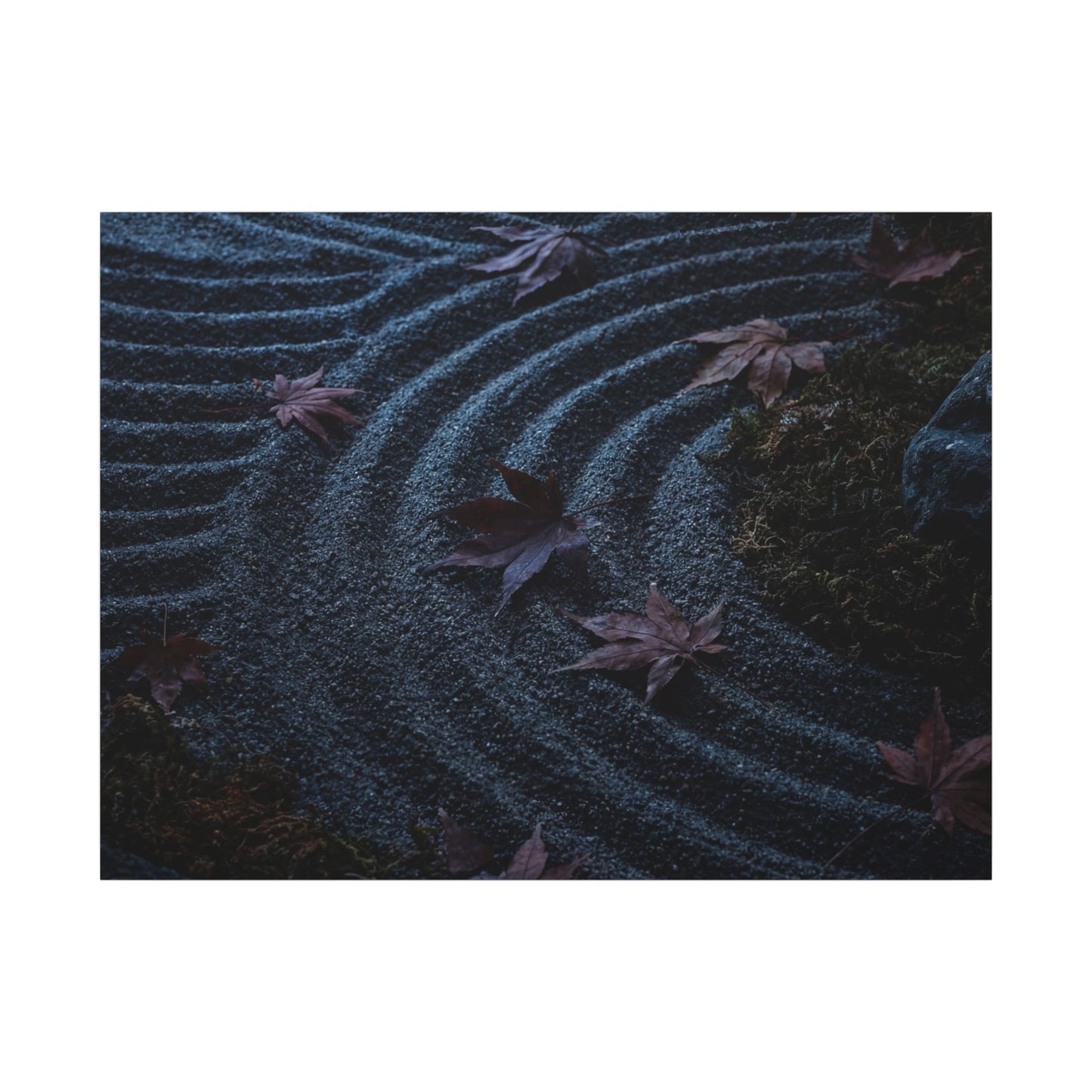 Rock Garden Canvas Art | Autumn Dark Japandi Dark Texture Art