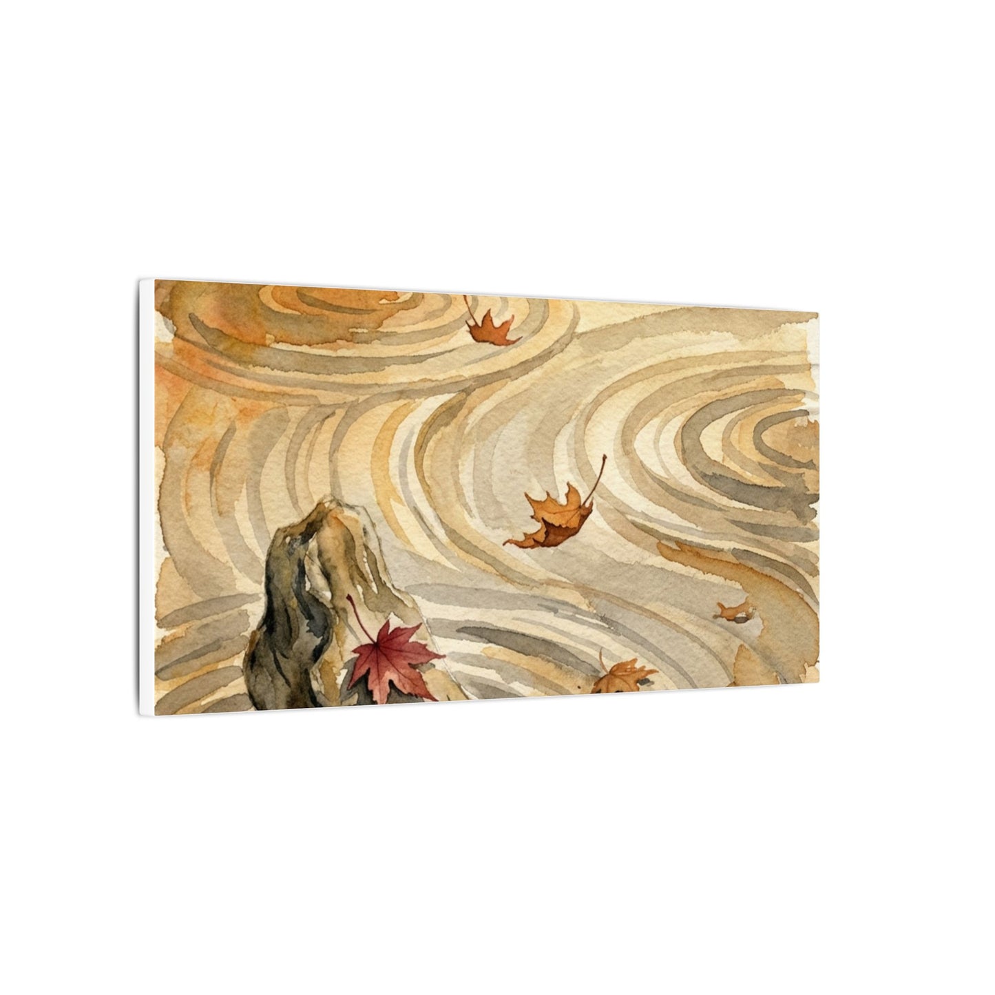 Autumn Rock Garden Watercolor Canvas Art | Neutral Decor