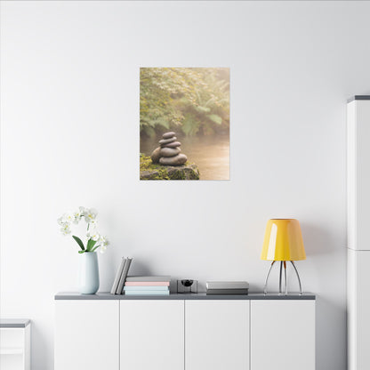 Cozy River Stones Canvas Art - Japanese Pattern Japandi