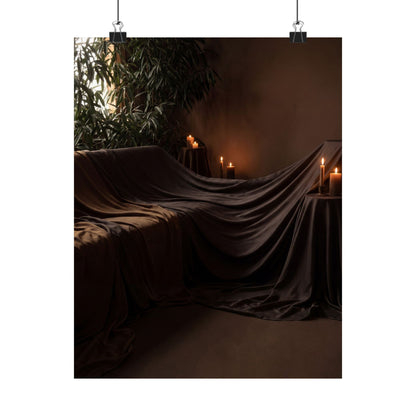 Candlelight Silk Drape Wall Art Print - Dark Japandi Ma