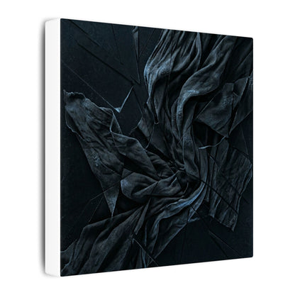 Dark Japandi Silk Drape in Moonlight | Moody Minimal Canvas Art