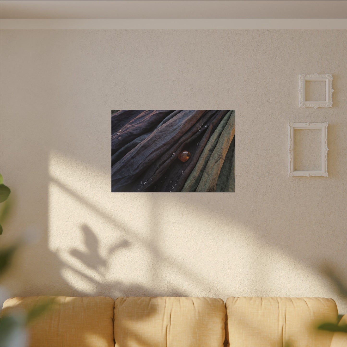 Silk Drape Shadow Zen Canvas Art | Moody Dark Japandi Art