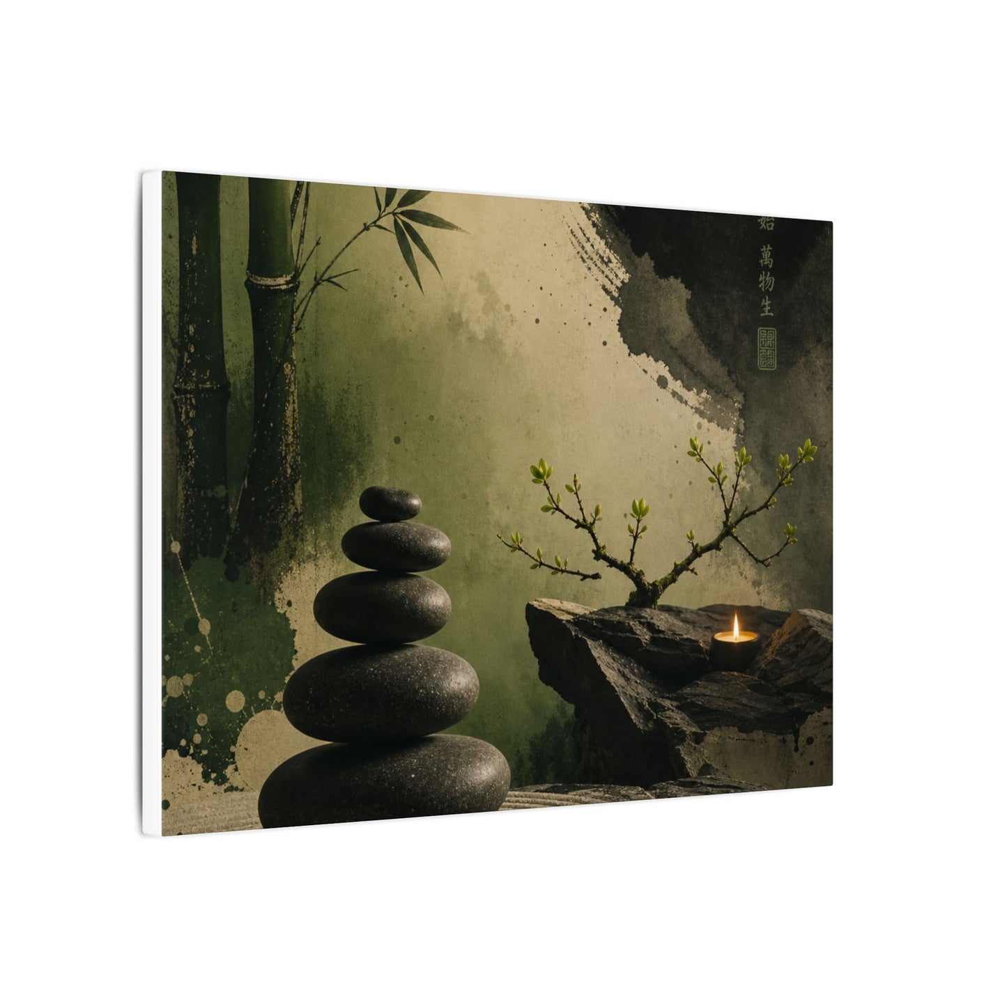 River Stones Spring Canvas Art | Zen Contemplative Design