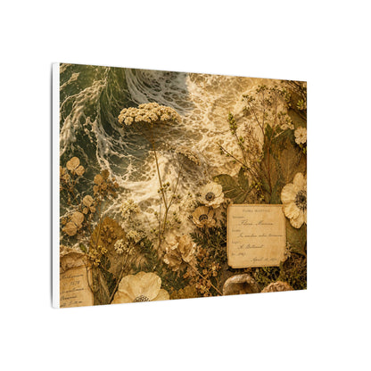 Spring Ocean Wave Herbarium Canvas Art | Nostalgic Decor