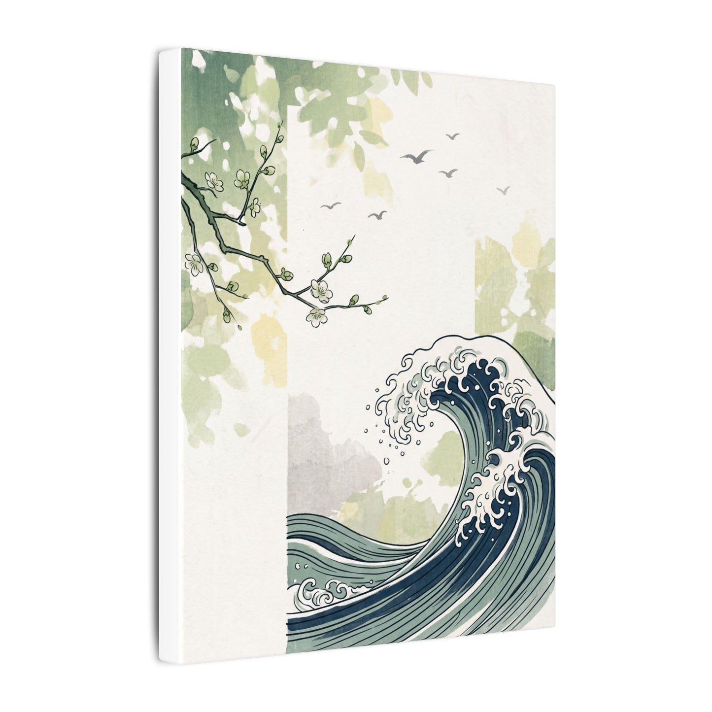 Spring Ocean Wave Ukiyo E Inspired Canvas Art | Serene Decor