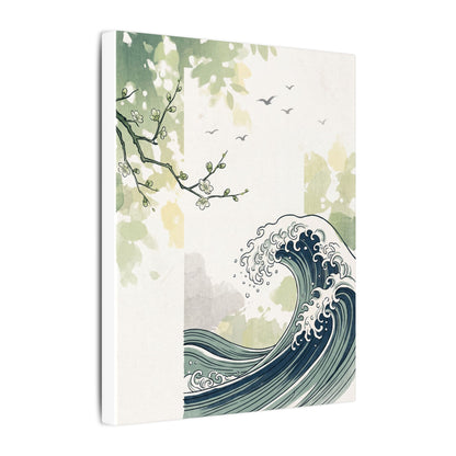 Spring Ocean Wave Ukiyo E Inspired Canvas Art | Serene Decor