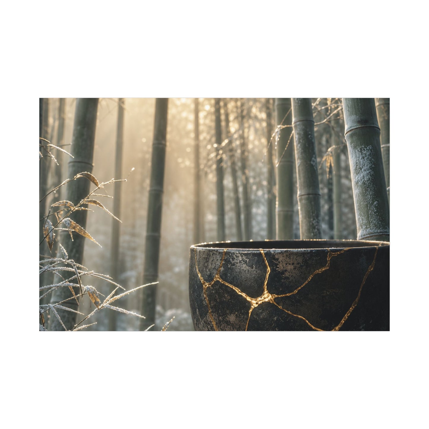 Fukinsei Bamboo Grove Canvas Art - Kintsugi Gold Repair