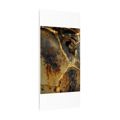 Datsuzoku Rust Patina Canvas Art - Kintsugi Crackle Gold