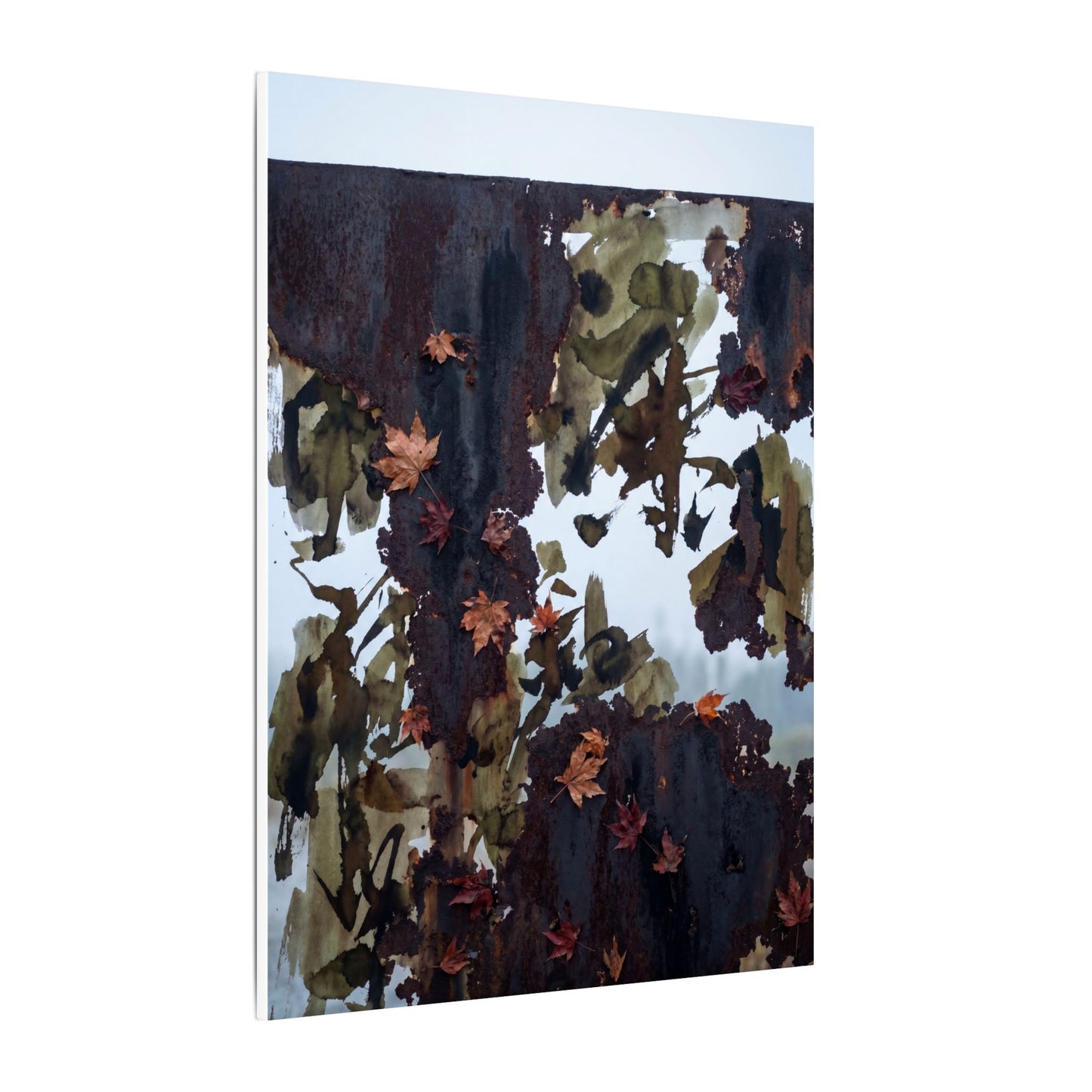Rust Patina Charcoal Ink Canvas Art | Sophisticated Dark Japandi Art