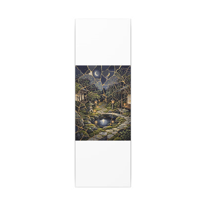 Kintsugi Moonlit Garden in Candlelight | Gold Vein Canvas Art