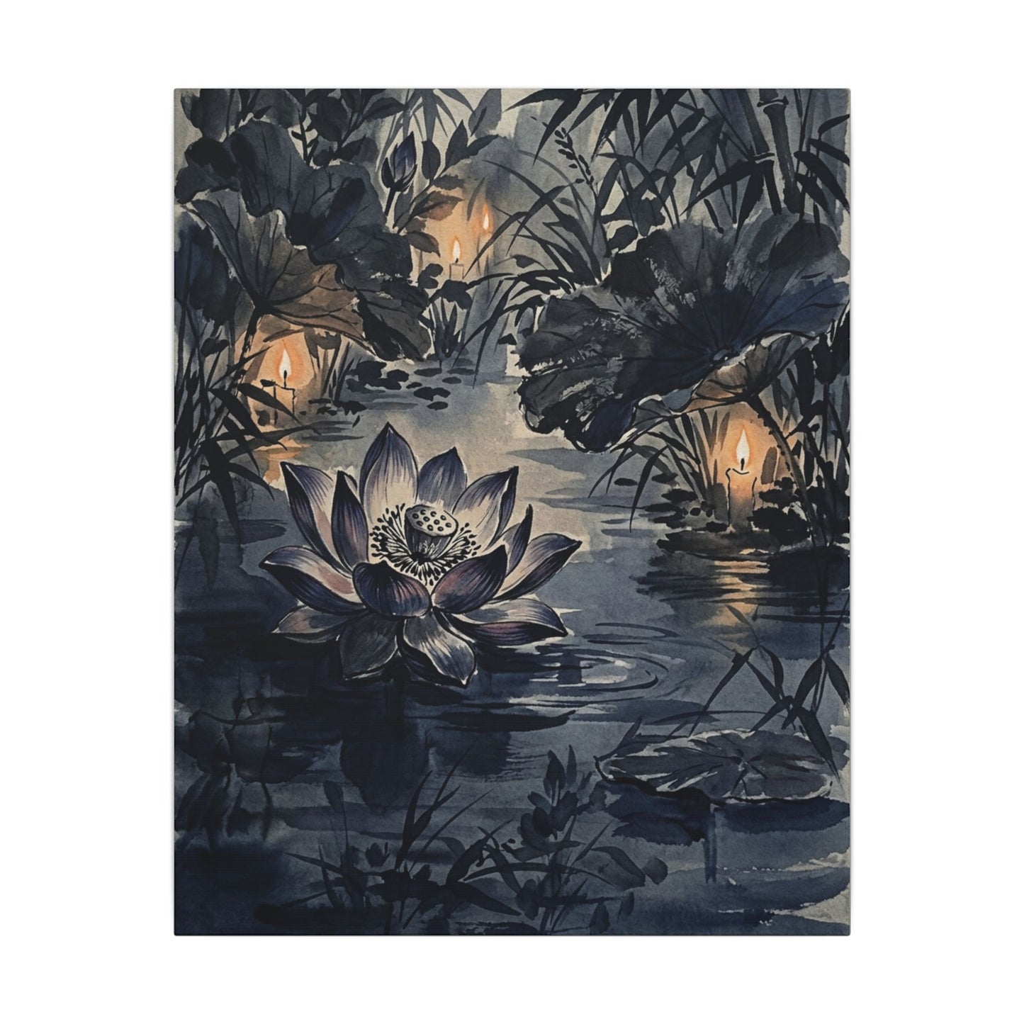 Fukinsei Lotus Flower Canvas Art - Zen Sumi E