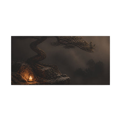 Pine Tree Shadow Zen Canvas Art | Luxurious Dark Japandi Art