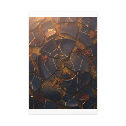 Autumn Cracked Earth Gold Repair Canvas Art | Philosophical Decor