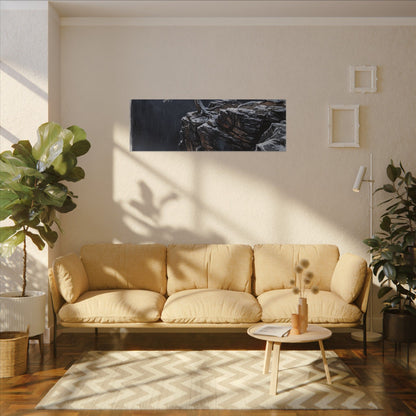 Dark Japandi Pine Tree in Dawn | Dark Texture Canvas Art
