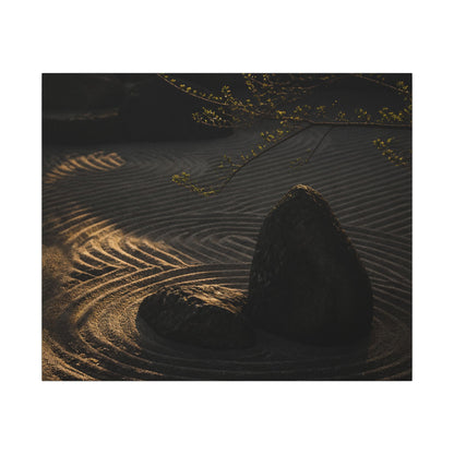 Ma Rock Garden Canvas Art - Dark Japandi Shadow Zen