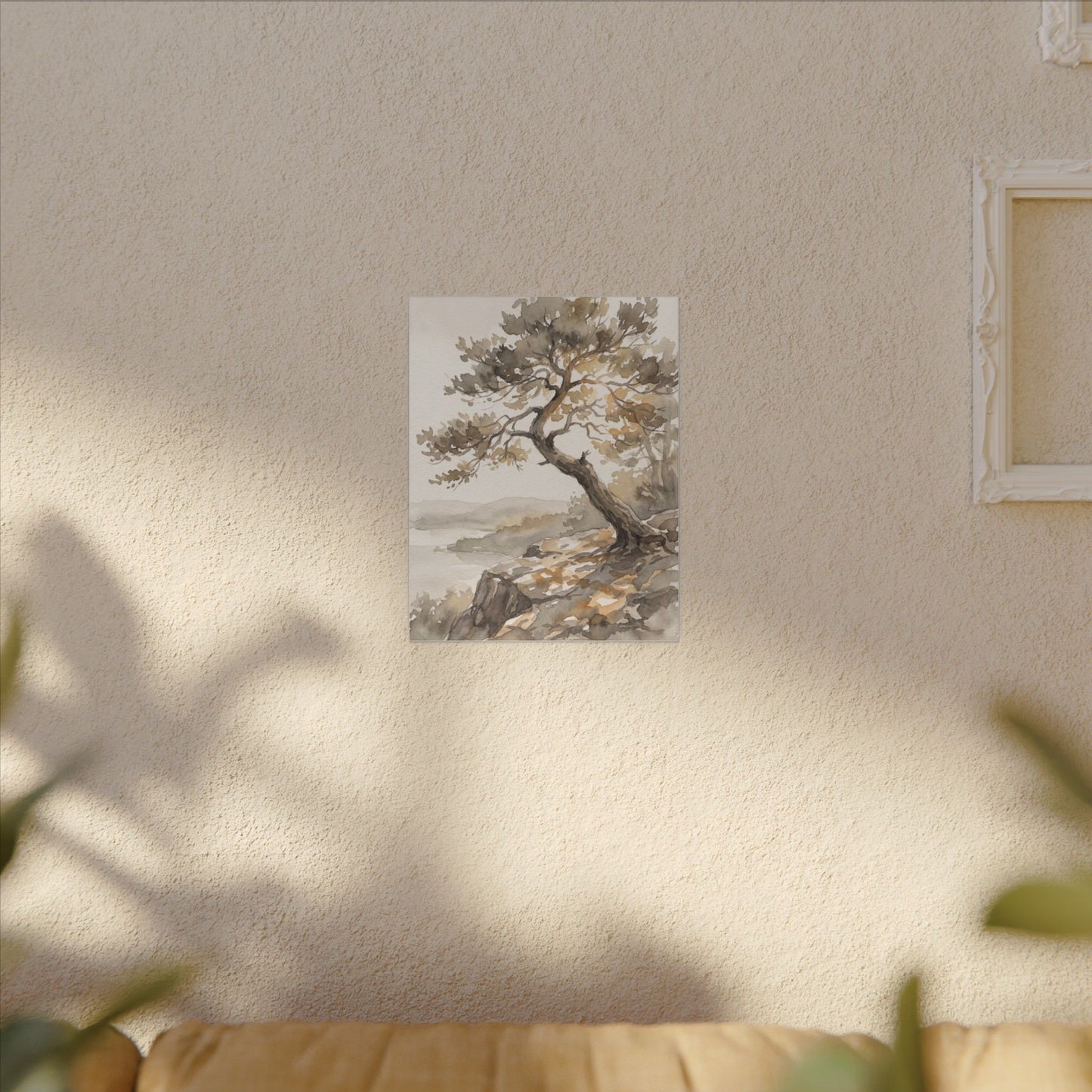 Pine Tree Watercolor Canvas Art | Elegant Japandi Art