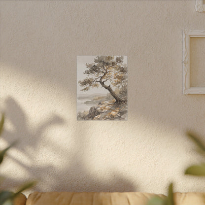 Pine Tree Watercolor Canvas Art | Elegant Japandi Art