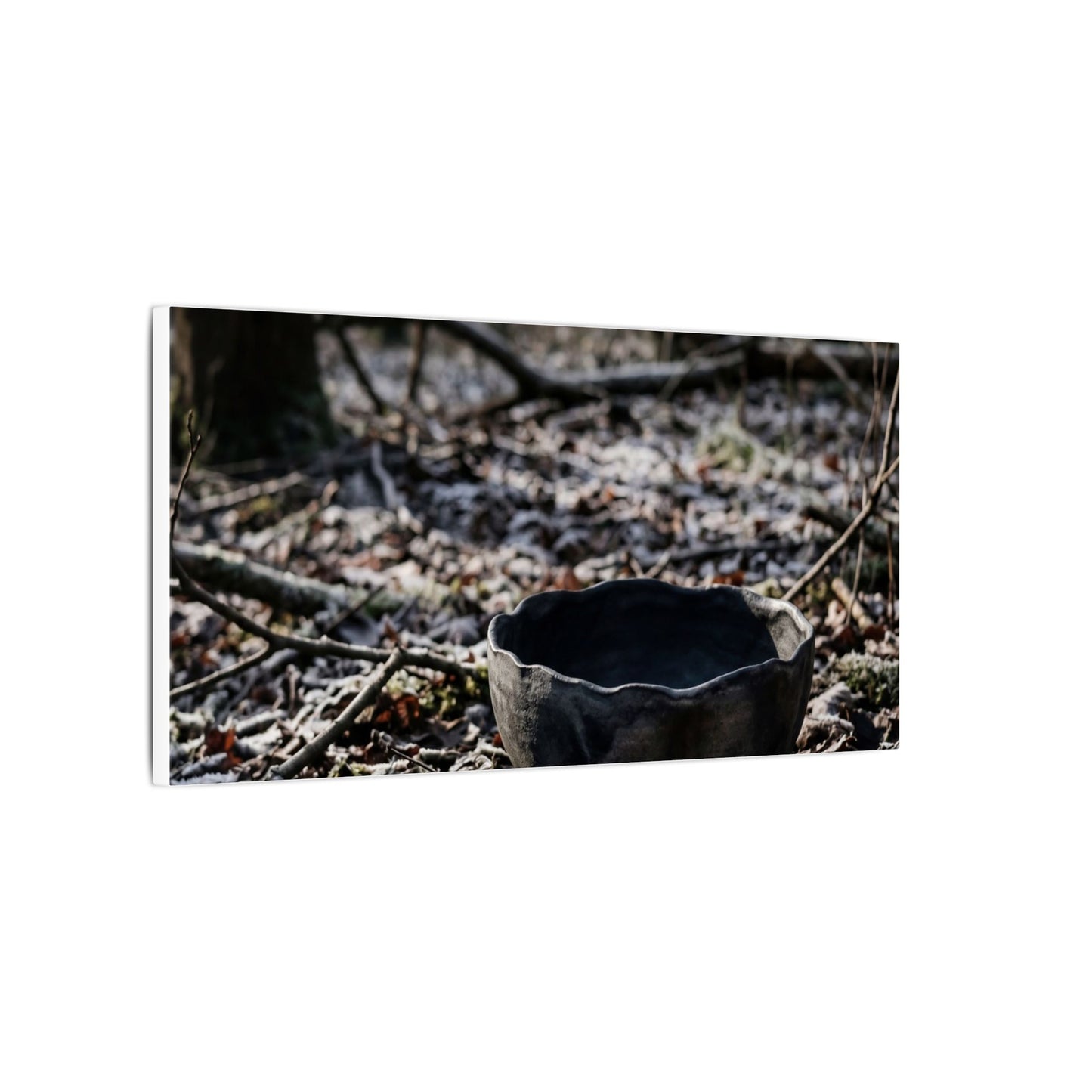 Dappled Ceramic Bowl Canvas Art - Dark Japandi Kanso