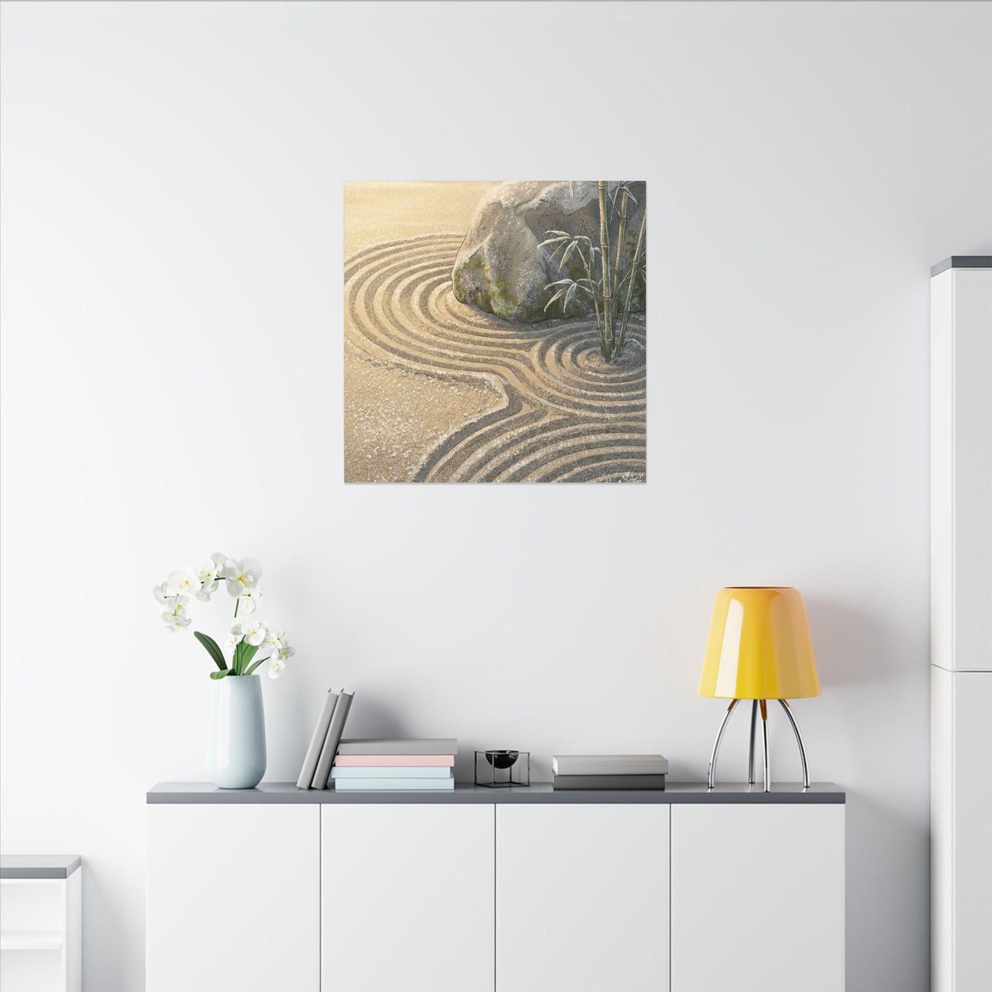 Rock Garden Winter Canvas Art | Zen Peaceful Design