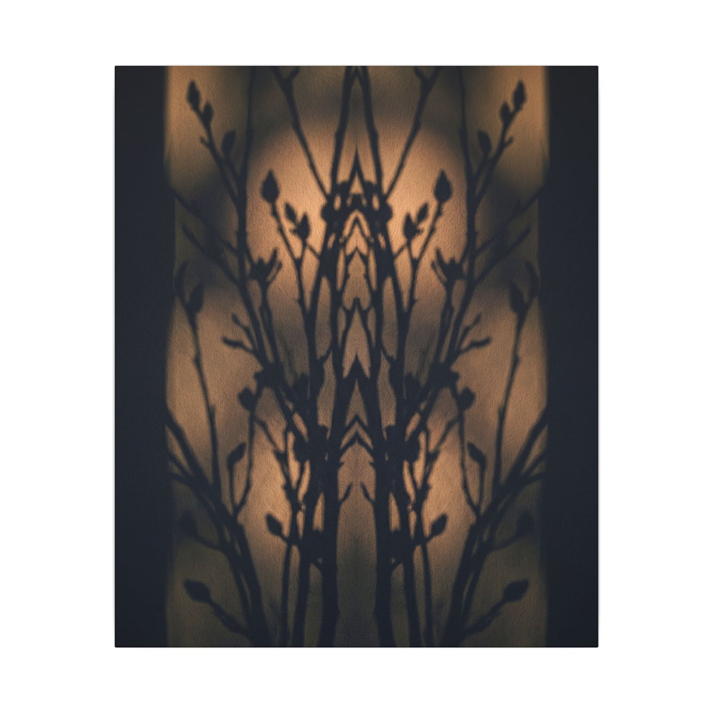 Dark Japandi Shadow Play in Golden Hour | Shadow Zen Canvas Art