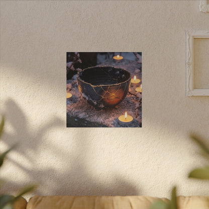 Ceramic Bowl Gold Repair Canvas Art | Beautiful Kintsugi Art