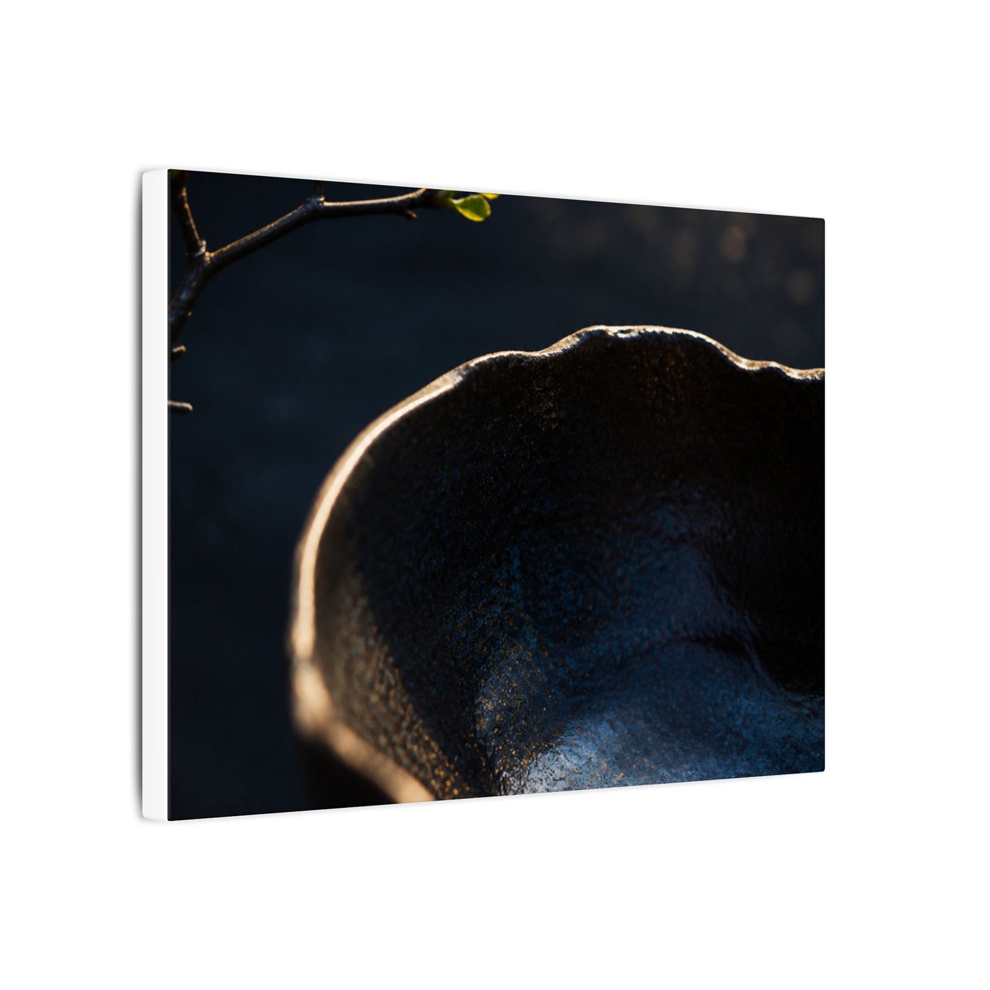 Ma Ceramic Bowl Canvas Art - Dark Japandi Shadow Zen